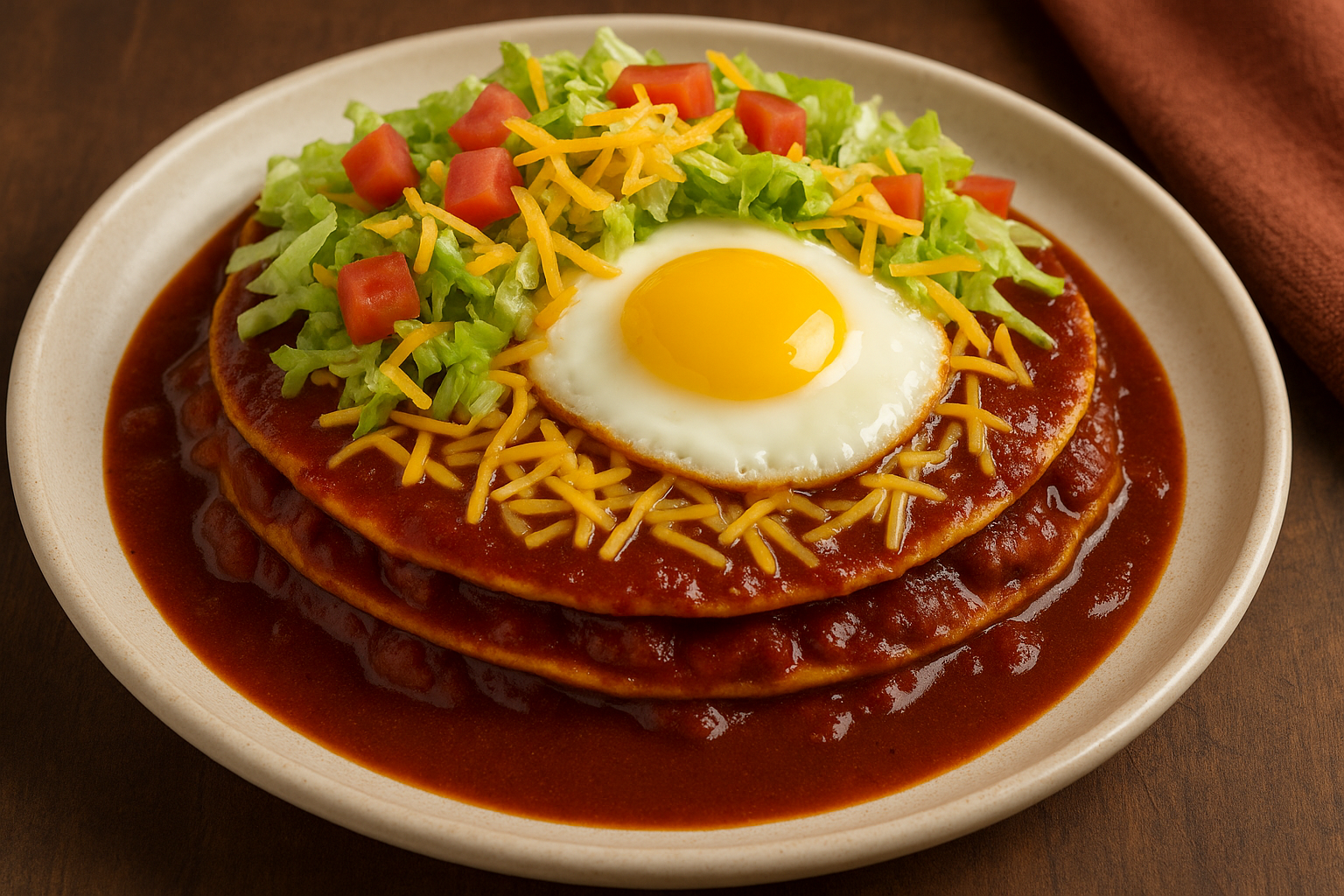 New Mexico Red Chile Stacked Enchiladas